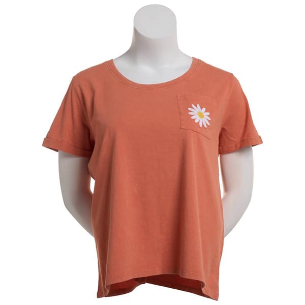 Juniors Plus Attitude Not Included Daisy Pocket Graphic Tee