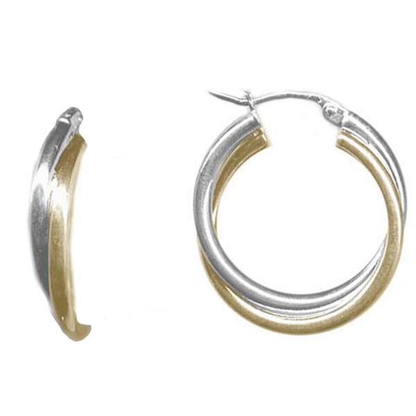 Sterling Silver Two-Tone Intertwined Hoop Earrings - image 