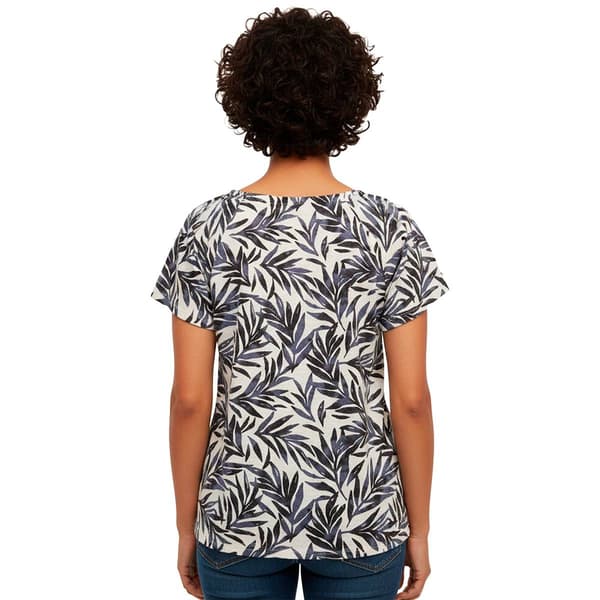 Womens French Laundry Flutter Short Sleeve Leaf Linen Blouse