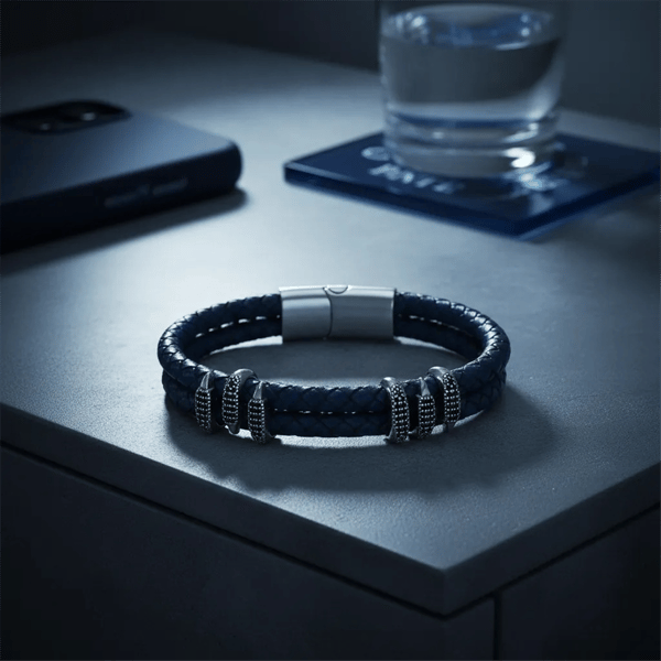 Mens Iron Saints Blue Layer Braided Bracelet