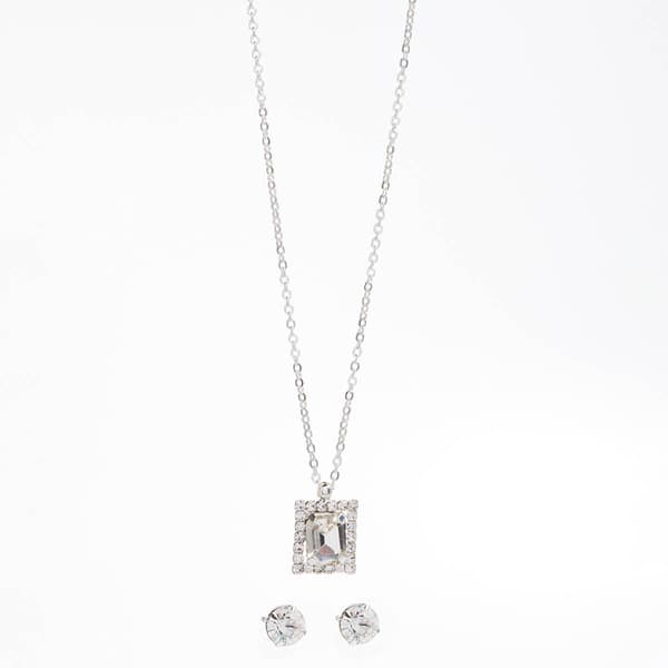 Rosa Rhinestones Rectangle Pendant and Earring Set - image 