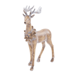 Melrose Glittered Deer with Wreath Figurine - Set of 2