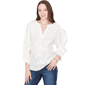 Petites Skyes the Limit Fresh Start 3/4 Sleeve Split Neck Blouse - image 1