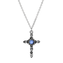 Symbols of Faith Silver Tone Cross Crystal Necklace