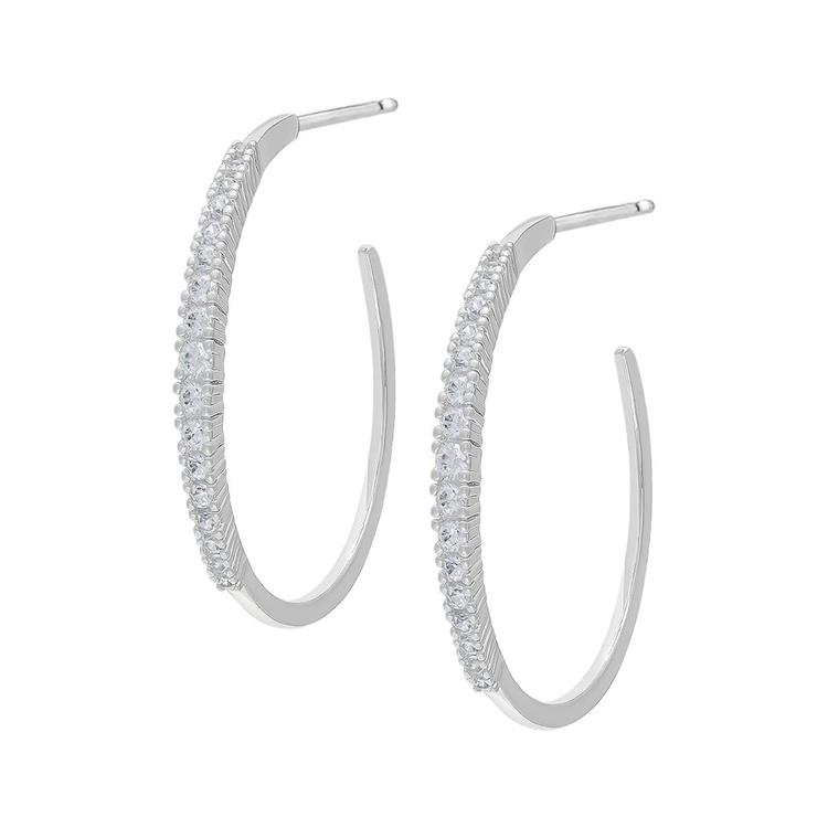 Gianni Argento Lab Grown White Sapphire Graduated Hoop Earrings