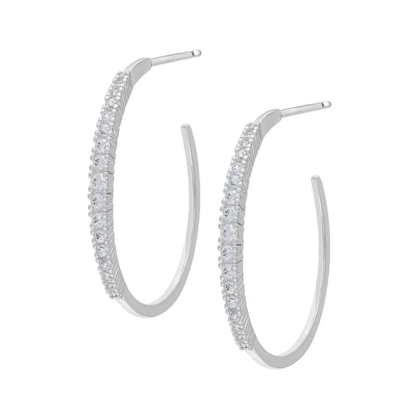 Gianni Argento Lab Grown White Sapphire Graduated Hoop Earrings - image 