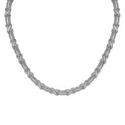 Gianni Argento Silver Plated Diamond Baguette Link Necklace