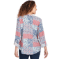 Petite Ruby Rd. Indigo Go Pintuck Patchwork Henley Blouse - image 2