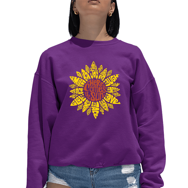 Plus Size LA Pop Art Sunflower Word Art Crewneck Sweatshirt