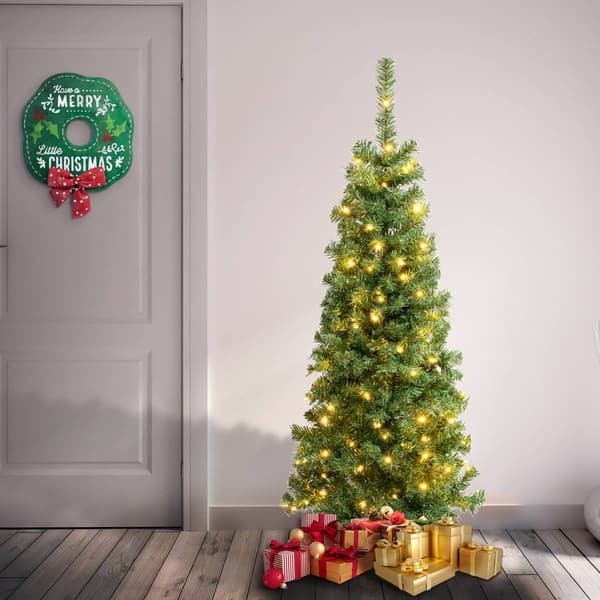 National Tree Linden Spruce Wrapped Tree w/ 150 Warm LED Lights