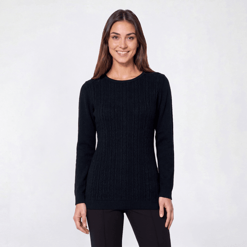 Petite Napa Valley Long Sleeve Cable Knit Front Sweater