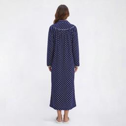 Womens Loungees Long Sleeve Dots Fleece Duster