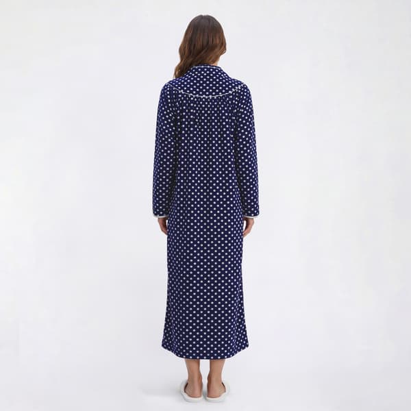Womens Loungees Long Sleeve Dots Fleece Duster