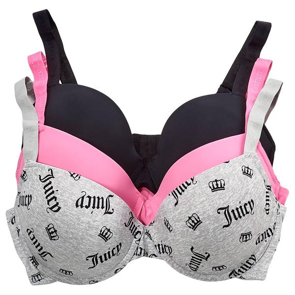 Womens Juicy Couture 3Pk Micro Push Up Bras - JC2801-3PKCY - image 