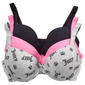 Womens Juicy Couture 3Pk Micro Push Up Bras - JC2801-3PKCY - image 1
