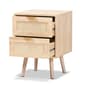 Baxton Studio Baird Oak Brown Wood/Rattan 2-Drawer Nightstand - image 2