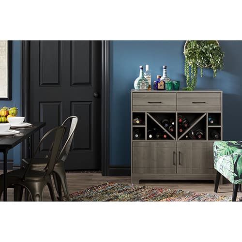 South Shore Vietti Bar Cabinet with Bottle Storage & Drawers