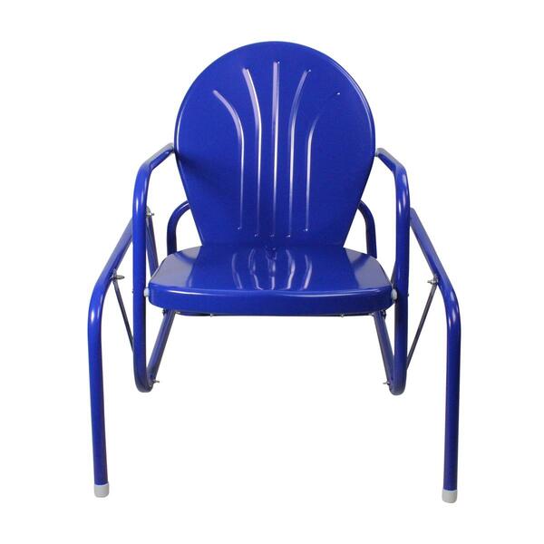 Northlight Seasonal Retro Metal Tulip Glider Patio Chair - Blue - image 