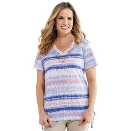 Plus Size Erika Beth Short Sleeve V-Neck Top with Studs