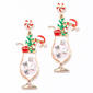 Gold-Tone Christmas Cocktail w/ Peppermint Candy Earrings - image 1