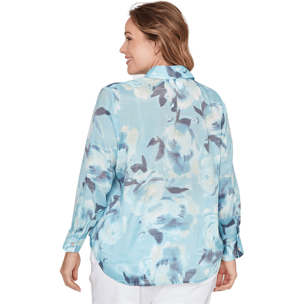 Plus Size Skye’s the Limit Fresh Start Abstract Button Blouse
