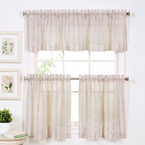 Linen Stripe Kitchen Curtains