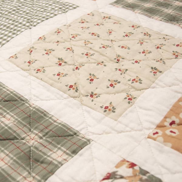 Donna Sharp Peach Rose Cotton Pieced 3pc. Quilt Set