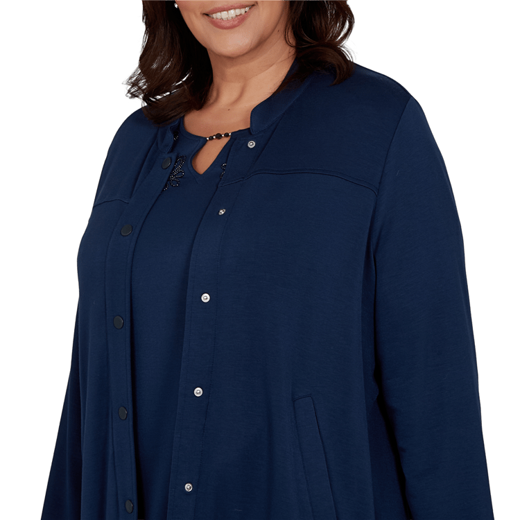 Plus Size Alfred Dunner Good To Go Snap Button Bomber Jacket