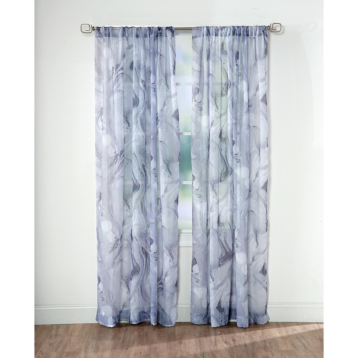 Carrara Marble Crushed Voile Rod Pocket Curtain Panels