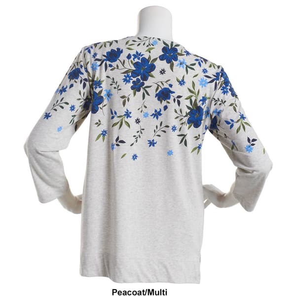 Petite Preswick & Moore 3/4 Sleeve Floral Placed Tee