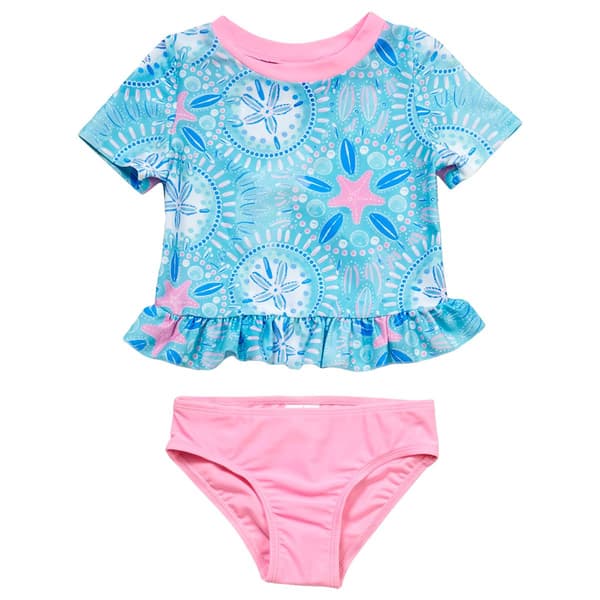 Girls (4-6x) Floatimini® 2pc. Sand Dollar Rash Guard Swim Set