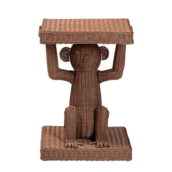 bali & pari Miyoco Handwoven Rattan Monkey End Table