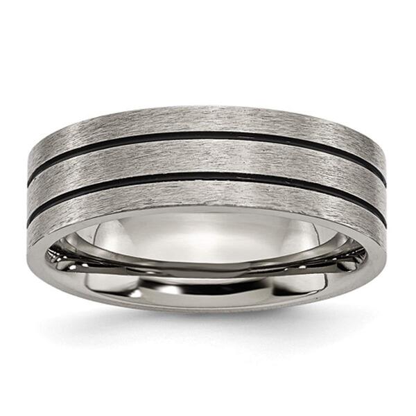 Mens Endless Affection&#40;tm&#41; 7mm Titanium Flat Grooved Wedding Band - image 