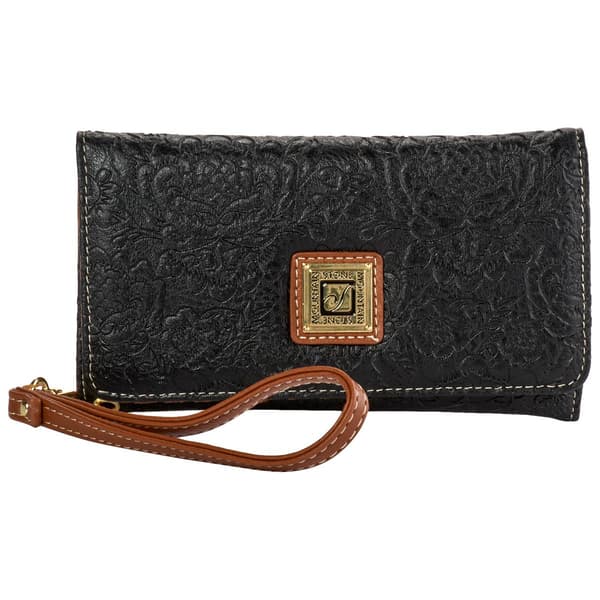Womens Stone Mountain Cornell Batik Embossed Trifold Wristlet