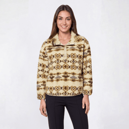 Womens Mountain Ridge Geometric Pullover Sherpa Jacket