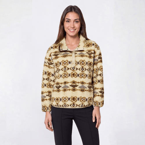Womens Mountain Ridge Geometric Pullover Sherpa Jacket