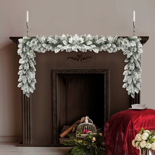 Puleo International 9ft. Flocked Spruce Garland