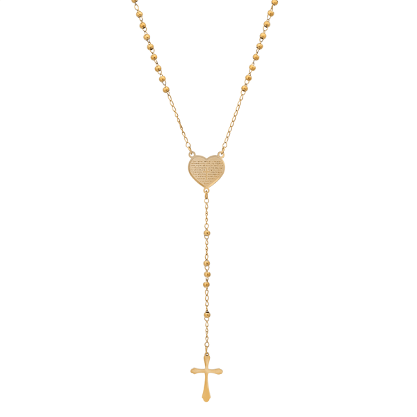 Mens Iron Saints 18kt. Gold-Plated Heart Of Devotion Rosary - image 