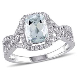 Gemstone Classics&#40;tm&#41; 10kt. White Gold Aquamarine & Diamond Ring