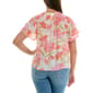 Womens Zac & Rachel Short Sleeve Smocked Tropical Blouse - image 2