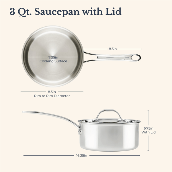 Anolon® EverLast 3qt. Tri-Ply Clad Saucepan with Lid