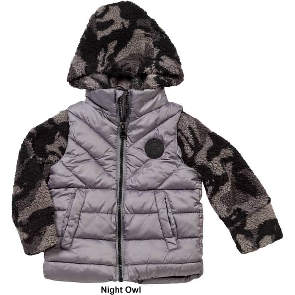 Toddler Boy Perry Ellis Hooded Puffer Vest Coat w/Sherpa Lining