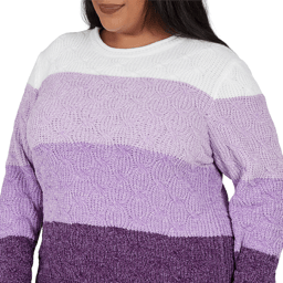 Plus Size Alfred Dunner Vail Color Block Cable Chenille Sweater