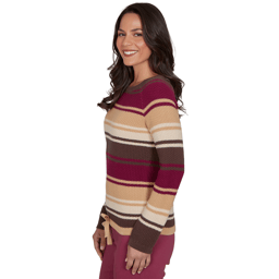 Womens Hearts of Palm Berry Fabulous Long Sleeve Tie Hem Sweater