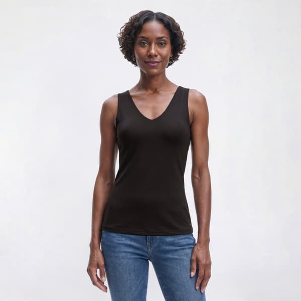 Womens Runway Ready Butter Double Layer V-Neck Tank Top - image 