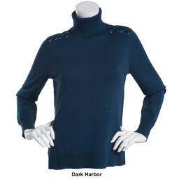 Womens Retrology Long Sleeve X Shoulder Turtleneck Sweater