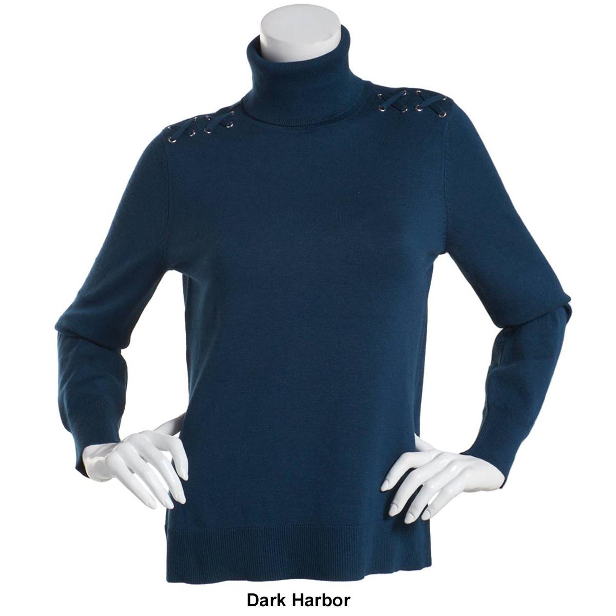Womens Retrology Long Sleeve X Shoulder Turtleneck Sweater