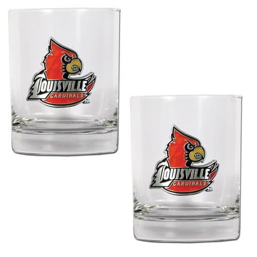 NCAA Louisville Cardinals 2pc. Rocks Glass Set