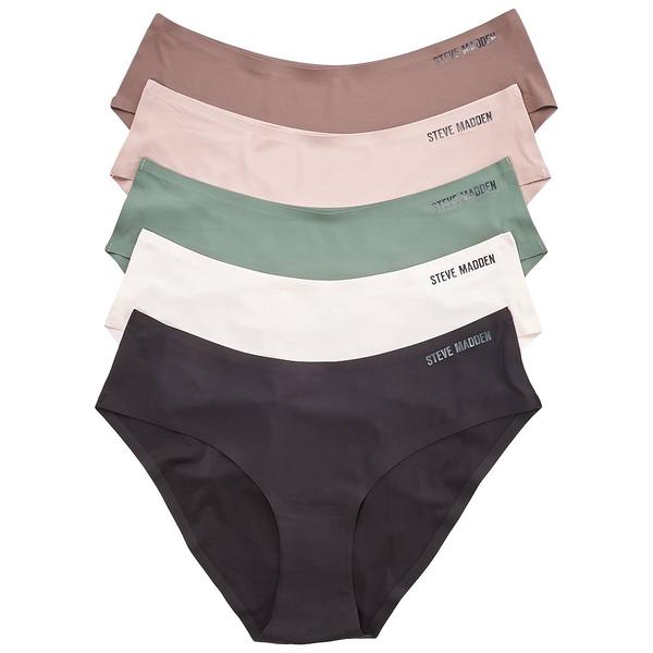 Womens Steve Madden 5pk. Gunmetal Logo Hipster Panties- SM64576A5 - image 