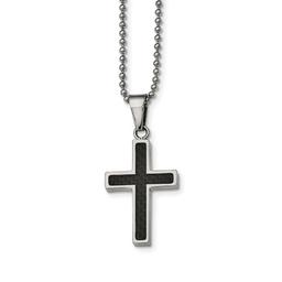 Mens Gentlemen's Classics(tm) Carbon Fiber Inlay Cross Necklace